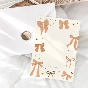 Carte De Correspondance Coquette Beige Bow Ribbon