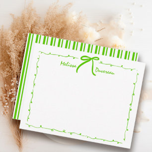 Carte De Correspondance Coquette Verte Préparatoire Papeterie avec Ruban p