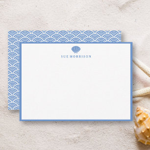Carte De Correspondance Coquillage bleu classique Papeterie personnalisée