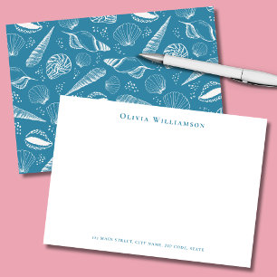 Carte De Correspondance Coquillage Marin Bleu Côté Mer