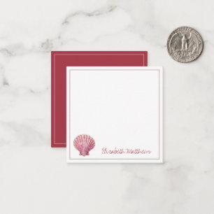 Carte De Correspondance Coquillage rose côtier sur personnalisé blanc
