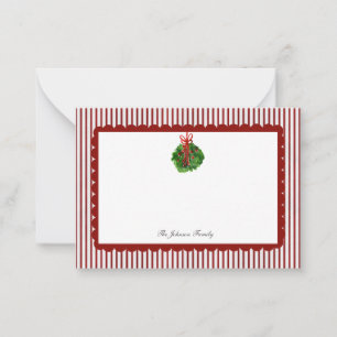 Carte De Correspondance Coquille Saint-Jacques rouge à rayures Christmas H