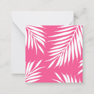 Carte De Correspondance Coral rose, blanc Feuille de palme acrylique