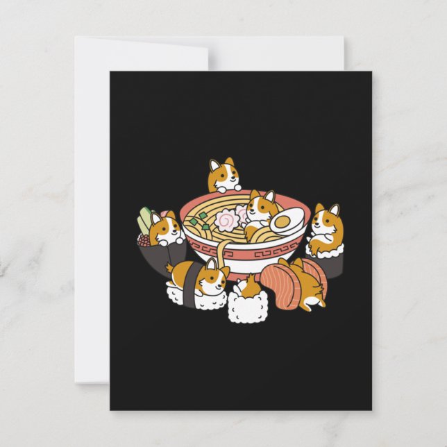 Carte De Correspondance Corgi Ramen Sushi (Devant)