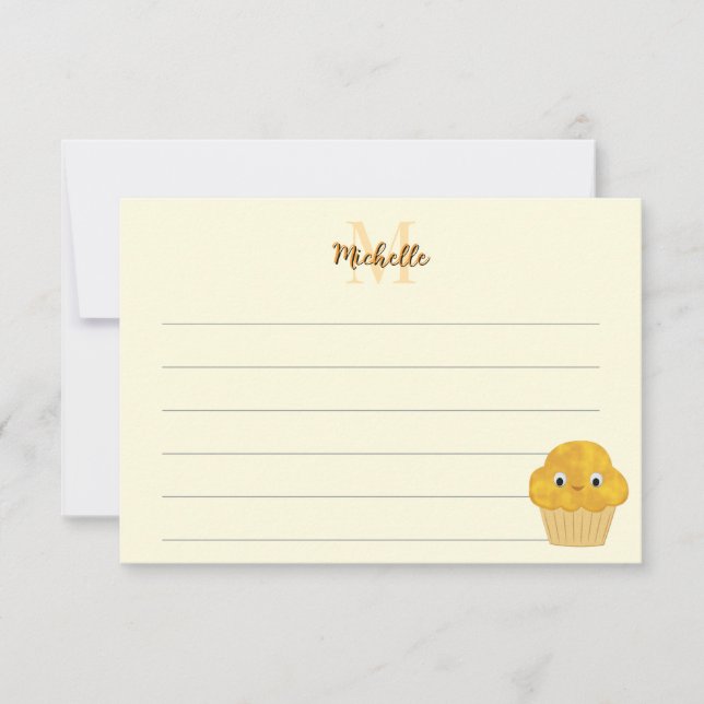 Carte De Correspondance  Corn Muffin Cute Drawing Monogram Lined (Devant)
