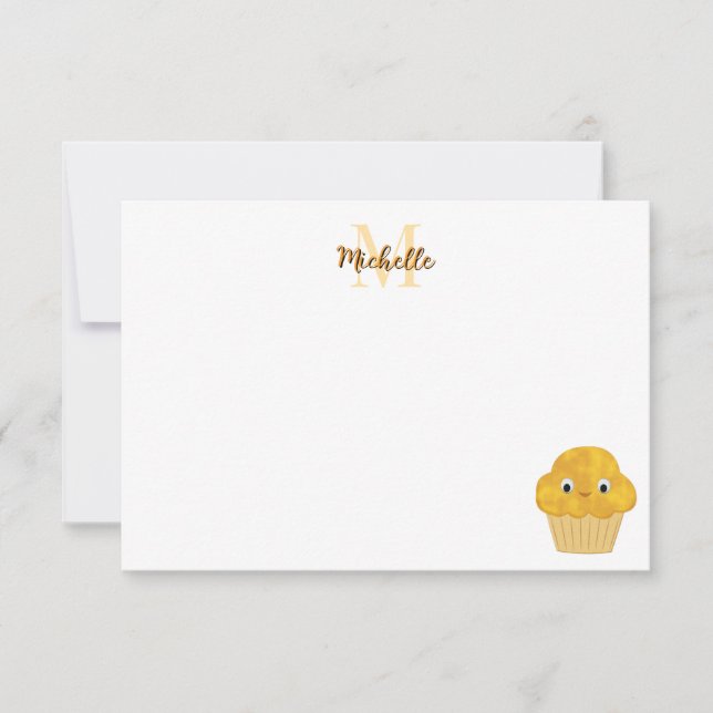 Carte De Correspondance  Corn Muffin Cute Drawing Monogram Personalized (Devant)