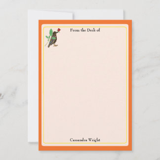 Carte De Correspondance Corneille Mexicaine et Rose Orange Papeterie perso