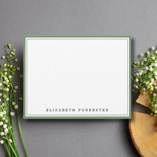 Carte De Correspondance Correspondance à double bordure Sage Green Classic