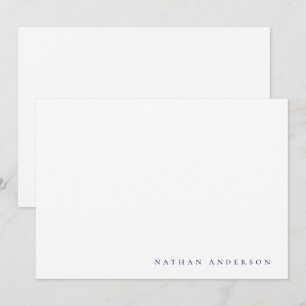 Carte De Correspondance Correspondance bleu marine minimaliste simple