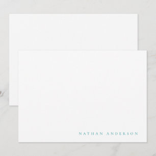 Carte De Correspondance Correspondance bleue Turquoise minimaliste simple