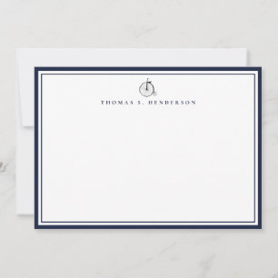 Carte De Correspondance Correspondance classique double bordure en bleu