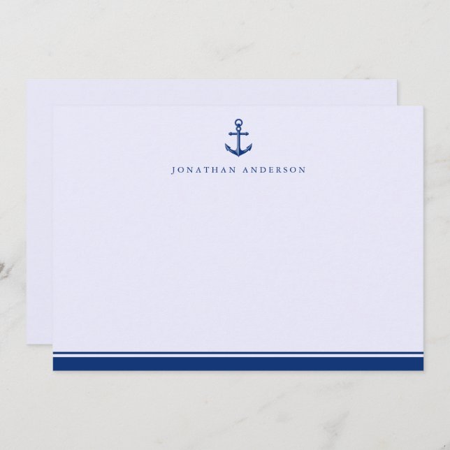 Carte De Correspondance Correspondance d'Ancre bleue marine (Devant / Derrière)