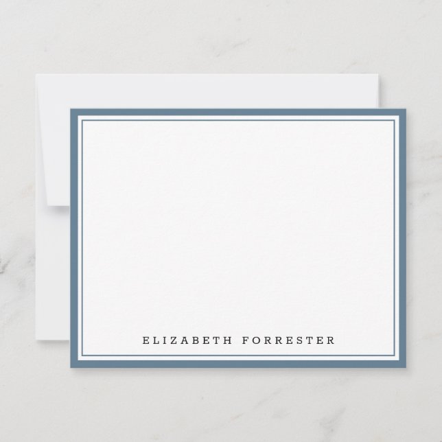 Carte De Correspondance Correspondance double bordure bleu pierre classiqu (Devant)