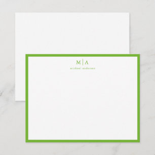 Carte De Correspondance Correspondance du monogramme de bordure vert class
