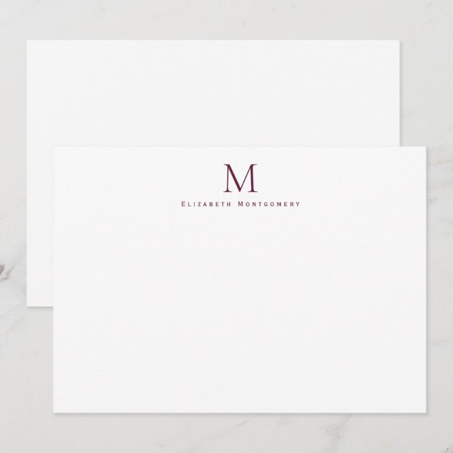 Carte De Correspondance Correspondance moderne Monogram Plum Purple (Devant / Derrière)