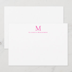 Carte De Correspondance Correspondance moderne Monogramme rose chaud