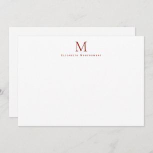 Carte De Correspondance Correspondance moderne Monogramme rouge cerise