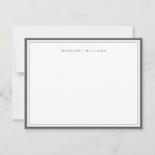Carte De Correspondance Correspondance simple à double bordure gris foncé
