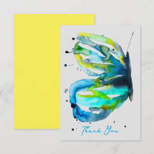 Carte De Correspondance Couleur d'aquarelle d'art papillon bleu
