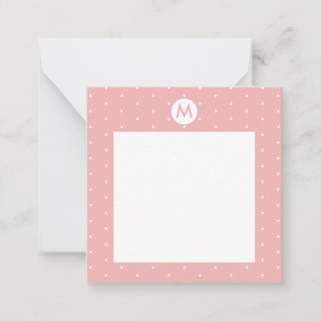 Carte De Correspondance Couleur personnalisée Initiale à pois rose (Devant)