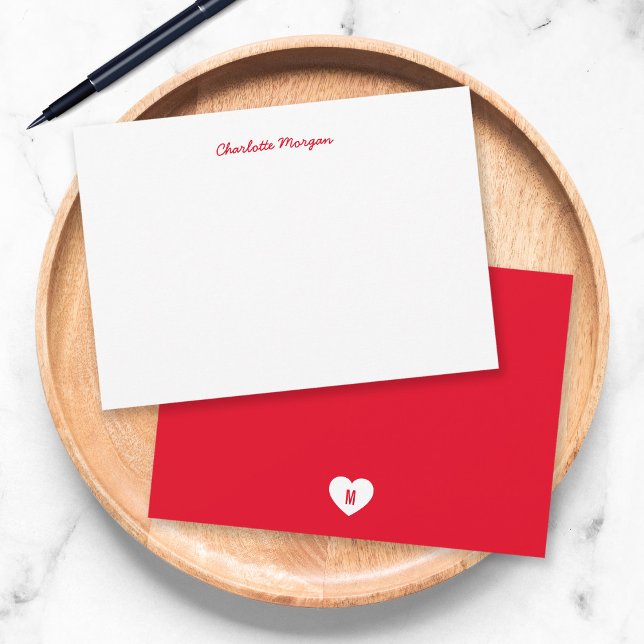 Carte De Correspondance Couleur personnalisée Monogramme Coeur Retour Scri (Créateur téléchargé)