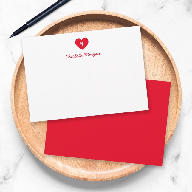Carte De Correspondance Couleur personnalisée Monogramme Coeur Script mode (Créateur téléchargé)