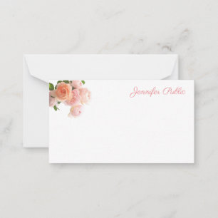 Carte De Correspondance Couleurs pastel Roses chic manuscrites