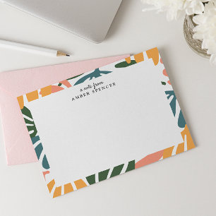 CARTE DE CORRESPONDANCE COULEURS RÉTRO FLEURIS BOTANIQUE GROOVY MIGNONNE