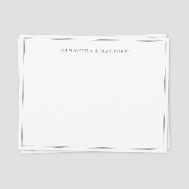 Carte De Correspondance Couple à double bordure noire (Classic vintage double border couple note card)