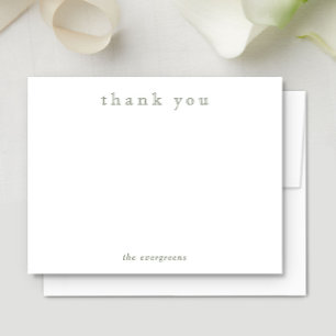 Carte De Correspondance Couple Minimaliste Famille Vert Olive Merci