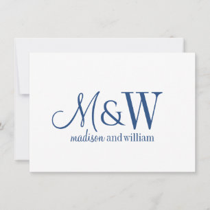 Carte De Correspondance Couple Monogramme Minimaliste Marine Script & Seri