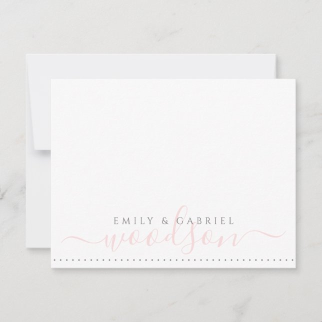 Carte De Correspondance Couple Néerlandais Nom Mariage Monogramme rose Scr (Devant)