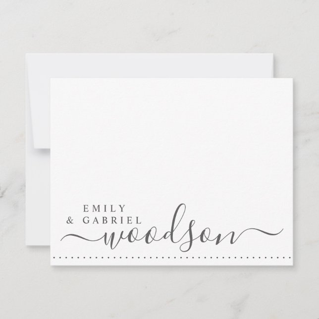 Carte De Correspondance Couple Newlyweds Nom Mariage Monogramme Script (Devant)