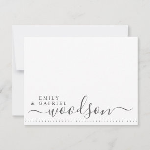 Carte De Correspondance Couple Newlyweds Nom Mariage Monogramme Script