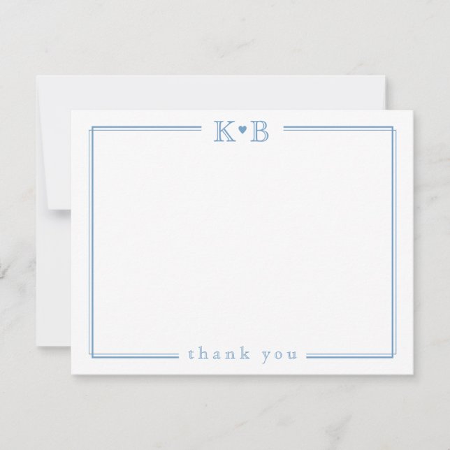 Carte De Correspondance Couple's Initials Newlyweds Monogram Thank You (Devant)