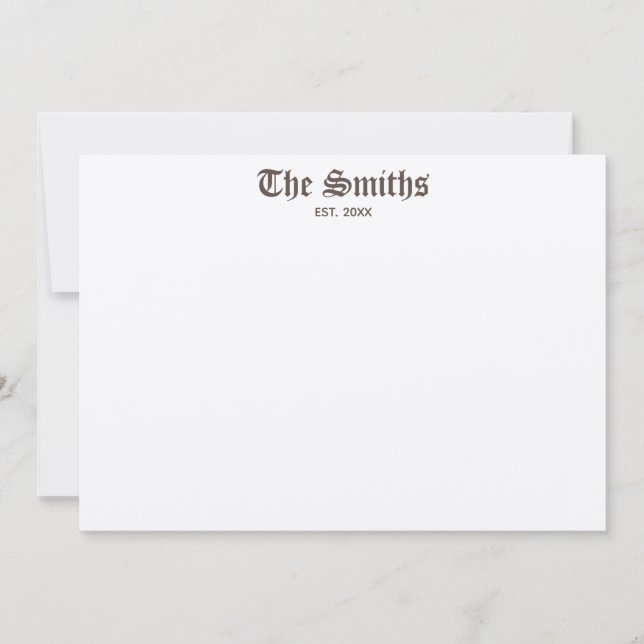 Carte De Correspondance Couples Personnalisé Brown Classic Calligraphie (Devant)