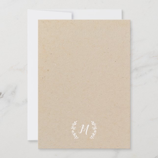 Carte De Correspondance Couronne de laurier Kraft rustique monogramme (Devant)