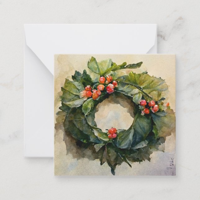 Carte De Correspondance Couronne de Noël houx (Devant)