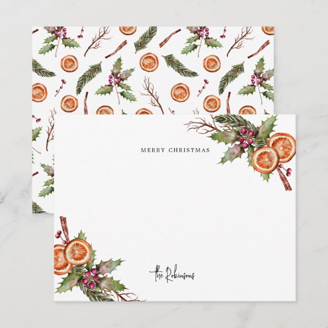 Carte De Correspondance Couronne de Noël rustique (Devant / Derrière)