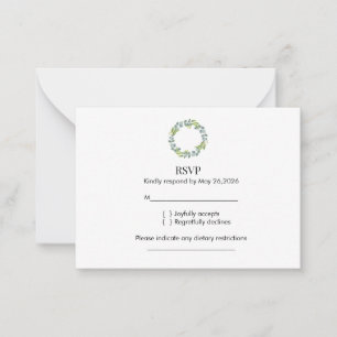 Carte De Correspondance Couronne d'eucalyptus RSVP de mariage 