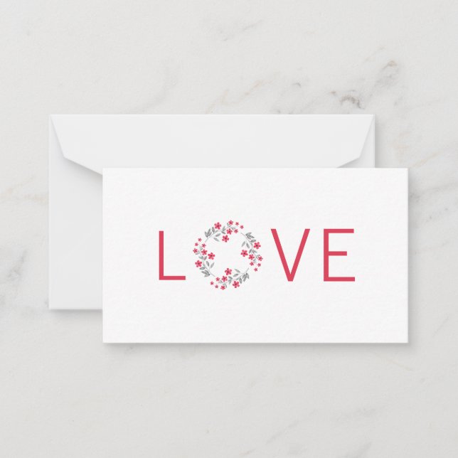 Carte De Correspondance Couronne florale aquarelle grise rouge   (Devant)