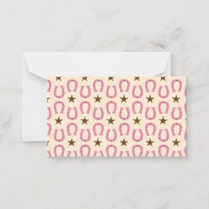 Carte De Correspondance Cowgirl Pink Horseshoe Shérif Star Country Texas