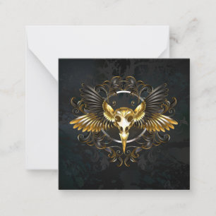 Carte De Correspondance Crâne d'oiseaux dorés sur arrière - plan noir