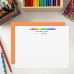 Carte De Correspondance Crayon arc-en-ciel moderne personnalisé pour l'ens