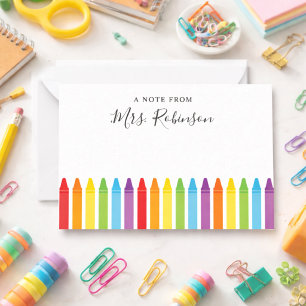 Carte De Correspondance Crayon arc-en-ciel pour l'appréciation des enseign