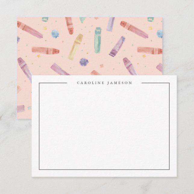 Carte De Correspondance Crayon pour enseignant de retour à l'école (Devant / Derrière)