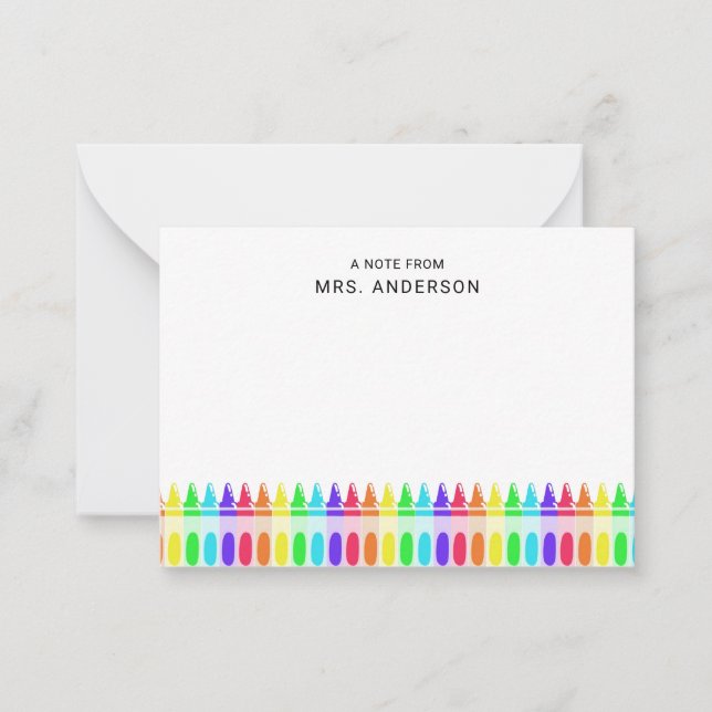 Carte De Correspondance Crayons arc-en-ciel Enseignant élémentaire personn (Devant)