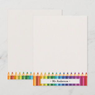 Carte De Correspondance Crayons Colorés Personnalisés au Nom de l'enseigna