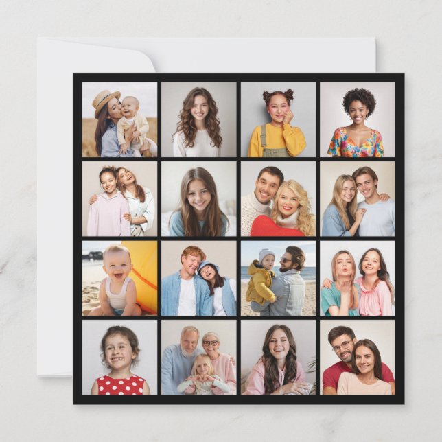 Carte De Correspondance Créez votre propre collage de 16 photos (Devant)