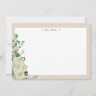 Carte De Correspondance crème de printemps jardin fleuri élégant monogramm